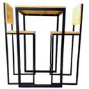Ver imagem 3 de Conjunto Bistrô - 1 Mesa e 2 Banquetas - Ferro em Preto Eletrostático e Madeira Pinus na Tonalidade