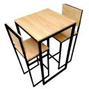 Ver imagem 1 de Conjunto Bistrô - 1 Mesa e 2 Banquetas - Ferro em Preto Eletrostático e Madeira Pinus na Tonalidade