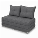 Ver imagem 3 de Puff Cama Dobravel Casal 130cm com Rodizios e Almofadas Cor:Linho Grafite