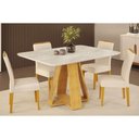 Ver imagem 4 de Mesa de Sala Jantar Celeste Tampo Madeirado Curvo 120x90 Cedro/quartzo - Dj Móveis