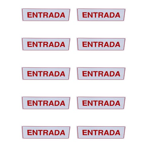 Kit Combo 10 Placa de Sinalização Entrada 15x30 Cm Branca