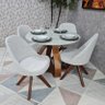 Sala de Jantar Mesa Redonda Cebola e 4 Cadeiras Dilly Giratórias D'confort Design Suede Rose - 4