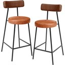 Ver imagem 1 de Kit 02 Banquetas Baixa Cozinha Sala Jantar Bancada Milão L02 Couríssimo Marrom Camel - lyam