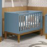 Berço Mini Cama Classic Azul Fosco com Pés Amadeirado e Colchão Supreme - Reller Móveis - 2