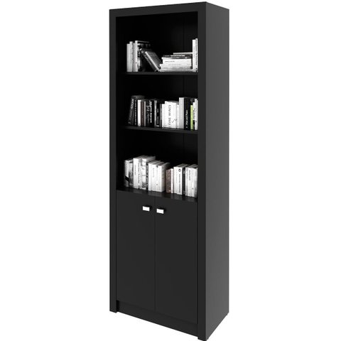 Estante Armário Alta Livreiro Multiuso Office 2 Portas Preto