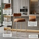 Ver imagem 5 de Banqueta Alta Londres Assento em PU Base de Aço com Encosto Fixo 75cm Dourado D'Rossi