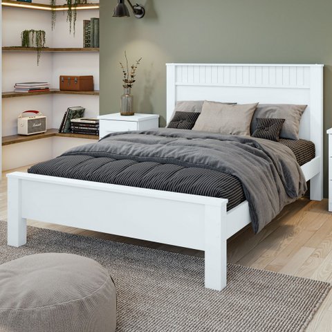 Cama de Casal Athenas Branco - Móveis Lopas