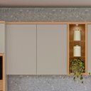 Ver imagem 2 de Armário Aéreo Cozinha 120 Cm Allure 2 Portas com Vidro e Led 100% Mdf Jequitibá/gris Fosco - Linea B