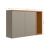 Armário Aéreo Cozinha 120 Cm Allure 2 Portas com Vidro e Led 100% Mdf Jequitibá/gris Fosco - Linea B - 6