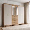 Ver imagem 1 de Guarda-Roupa Casal 2,6 m Doha Gold 6 Portas MDF c/ Espelho Moderno Quarto Organização Elegante: Natu
