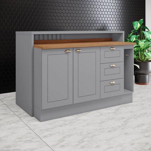 Kit Ilha Gourmet 2 Portas 3 Gavetas com Tampo