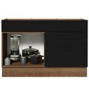 Ver imagem 4 de Balcão Gabinete de Pia Cozinha 120 x 60 cm 1 Porta 2 Gavetas Rustic/Preto (Sem Tampo) Agata Madesa