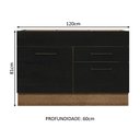Ver imagem 3 de Balcão Gabinete de Pia Cozinha 120 x 60 cm 1 Porta 2 Gavetas Rustic/Preto (Sem Tampo) Agata Madesa