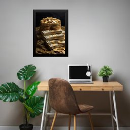 Quadro Arquétipo Prosperidade Financeira - Dinheiro 45x34cm - com Vidro:moldura Branca - 2