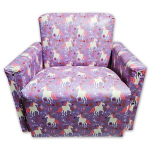 Poltrona Infantil Sofazinho Reforçada Decoração Modelos Unicórnio Lilás