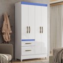 Ver imagem 2 de Guarda Roupa Solteiro Madri 4 Portas e 2 Gavetas Color Flex Branco/azul - Moval