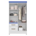 Ver imagem 3 de Guarda Roupa Solteiro Madri 4 Portas e 2 Gavetas Color Flex Branco/azul - Moval