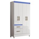 Ver imagem 1 de Guarda Roupa Solteiro Madri 4 Portas e 2 Gavetas Color Flex Branco/azul - Moval