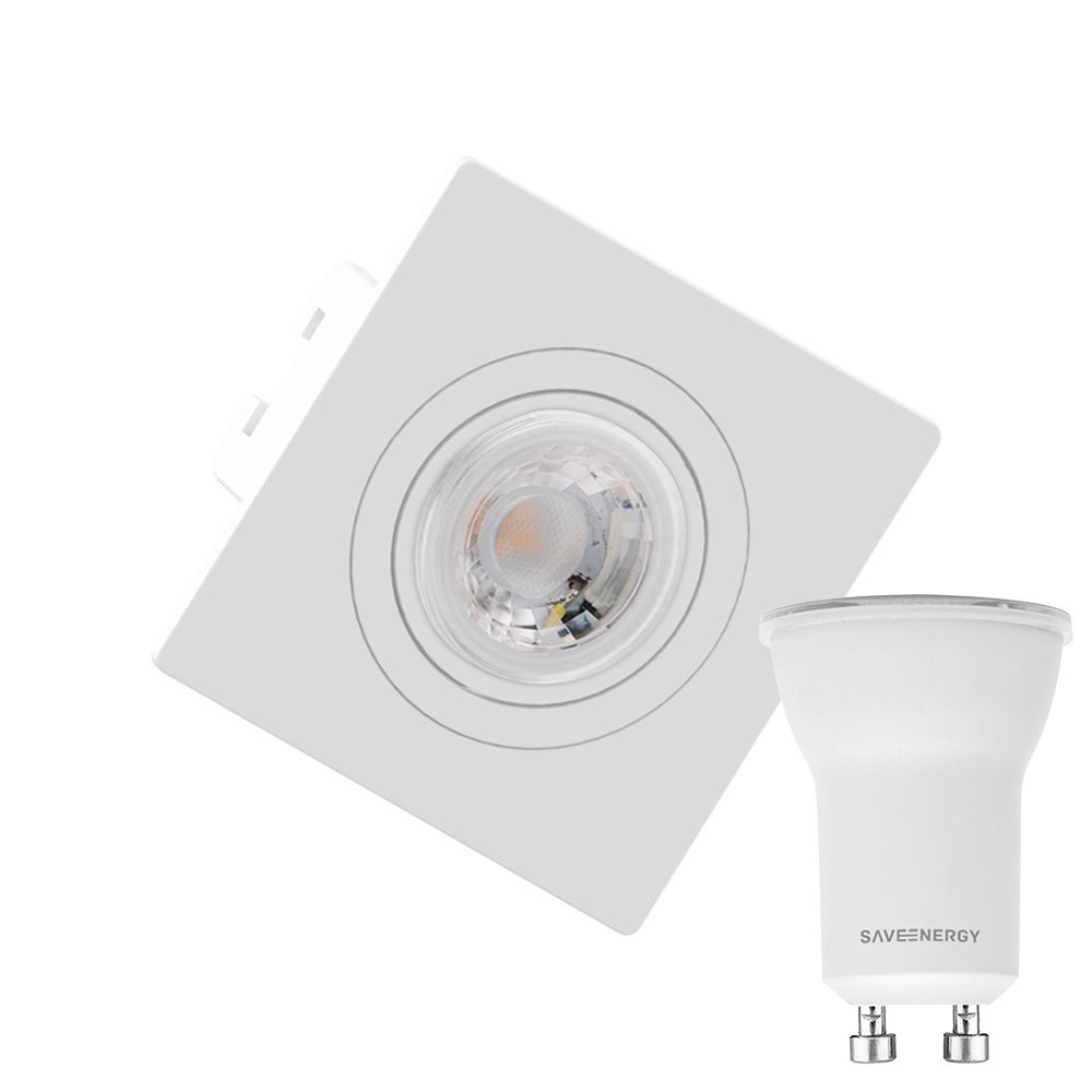 Kit 8 Spot Embutir Quadrado Face Plana Mini Dicroica Mr11 Branco + Lâmpada LED 4W 4000K - 1