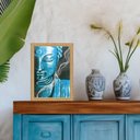 Ver imagem 1 de Quadro Moldura Dourada Buda Azul 33x24cm:com Vidro