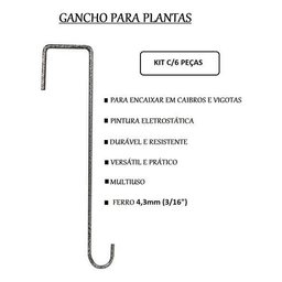 6 Ganchos Caibro 50cm P/ Pendurar Plantas e Gaiolas - 3