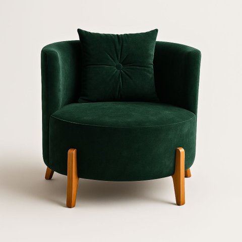 Poltrona Orgânica Curva Luna Veludo Verde - Montanaris Decor