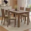 Ver imagem 1 de Conjunto Sala de Jantar Amora Mesa Tampo de Madeira 4 Cadeiras Rustic/Crema/Lírio Bege Madesa