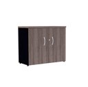 Ver imagem 1 de Armário Baixo PE25 Pandin 80 cm (largura) em MDP Cor Walnut e Preto com Duas Portas