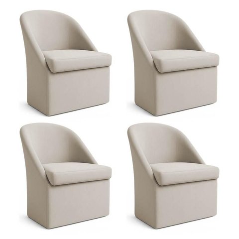 Kit 4 Poltronas Decorativas Malli Linho - Pallazio Cor:Bege