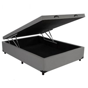 Cama Box Baú Casal Suede Cinza