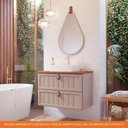 Ver imagem 2 de Gabinete para Banheiro 60cm 100% Mdf 1 Gaveta 1 Porta Basculante Sense Mgm Móveis Cappuccino/freijo