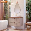 Ver imagem 5 de Gabinete para Banheiro 60cm 100% Mdf 1 Gaveta 1 Porta Basculante Sense Mgm Móveis Cappuccino/freijo