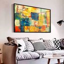 Ver imagem 1 de Quadro Decorativo Caixa Pincelada Amarela Tacolado Moldura Caixa 3cm Preta com Vidro 30 X 40cm