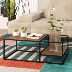 Mesa de Centro Industrial - Carvalho/Preto