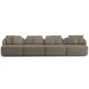 Ver imagem 3 de Sofá 5 Lugares para Sala de Estar Living 388cm Arlo F04 Veludo Marrom Claro - Lyam Decor