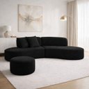 Ver imagem 1 de Sofá e Puff Orgânico Virginia 300cm Sala Suede:Preto