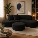 Ver imagem 3 de Sofá e Puff Orgânico Virginia 300cm Sala Suede:Preto