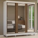 Ver imagem 1 de Guarda-Roupa Casal com Pés 3 Portas de Correr de Espelho Reno Madesa