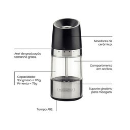 Moedor Saleiro Sal ou Pimenta Realce em Acrílico e Aço Inox - Tramontina 61653100 - 6