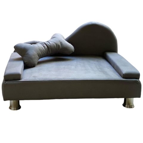 Puff Pet Cama Estofada com Almofada para Cachorro Amora E01 Suede Cinza - Inoviza