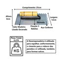 Ver imagem 2 de Desempenadeira Dentada em Aço Carbono Cimento Reboco 25x12cm