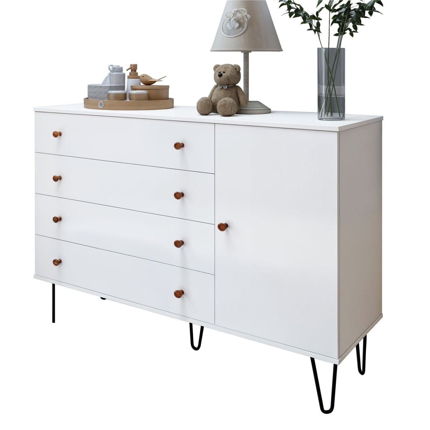 Quarto Infantil Closet Premium Marisol 138cm e Cômoda 129,5cm 1 Porta 4 Gavetas Minastex - 17