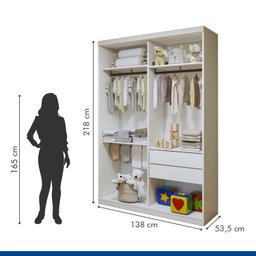 Quarto Infantil Closet Premium Marisol 138cm e Cômoda 129,5cm 1 Porta 4 Gavetas Minastex - 4
