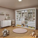 Ver imagem 1 de Quarto Infantil Closet Premium Amara 242cm e Cômoda 129,5cm 1 Porta 4 Gavetas Minastex
