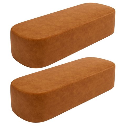 Kit 02 Puffs Decorativos Orgânicos para Living Quarto 160cm Doha W01 Couríssimo Canela - Lyam Decor