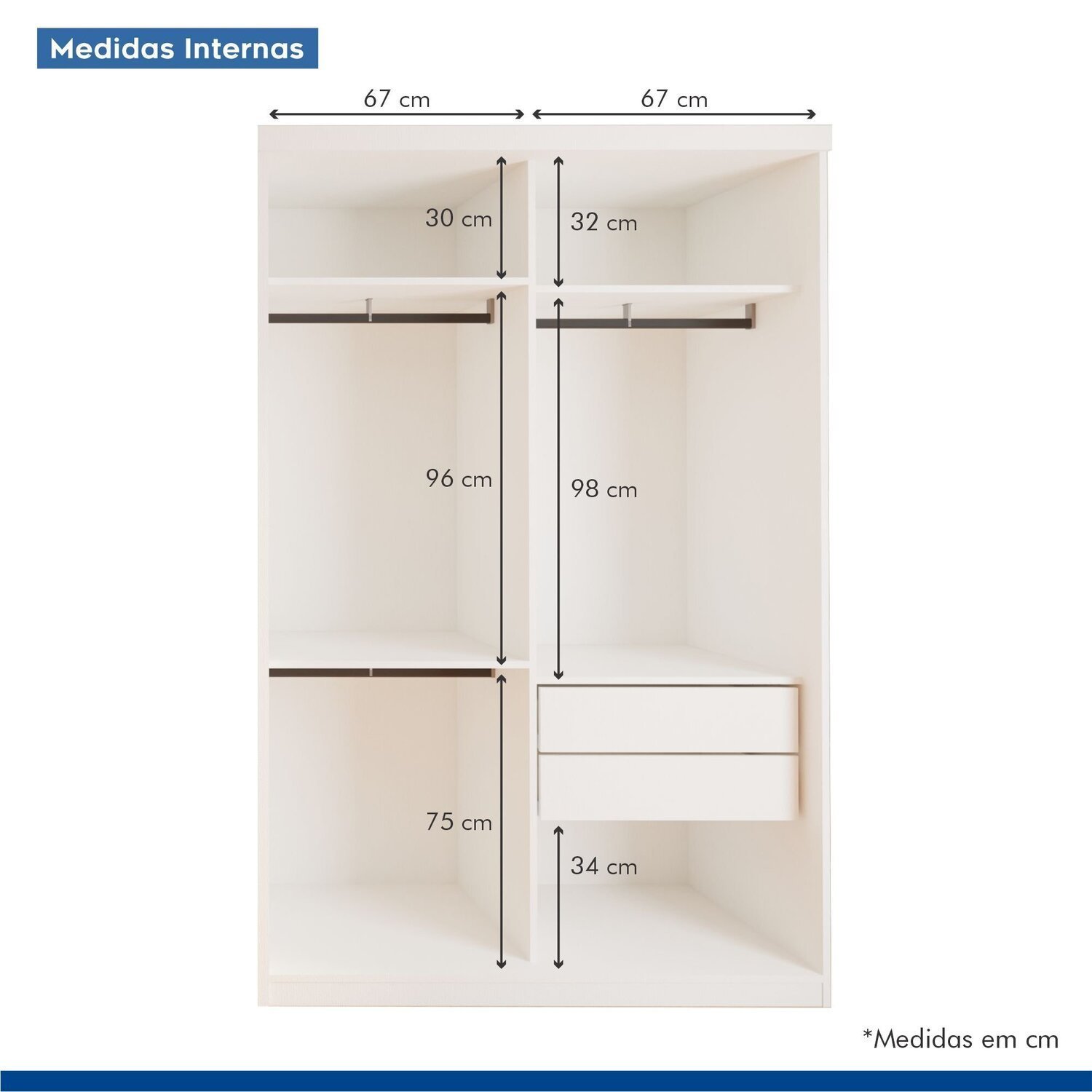 Quarto Infantil Guarda Roupa Solteiro Premium Elara 138cm 2 Portas  2 Gavetas com Cômoda 129,5cm 1 Porta 4 Gavetas Minastex - 5