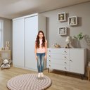 Ver imagem 6 de Quarto Infantil Guarda Roupa Solteiro Premium Elara 138cm 2 Portas  2 Gavetas com Cômoda 129,5cm 1 Porta 4 Gavetas Minastex