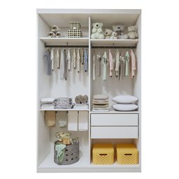 Quarto Infantil Guarda Roupa Premium Arabella 138cm com Espelho 2 Portas e Cômoda 129,5cm 1 Porta 4 Gavetas Minastex - 17