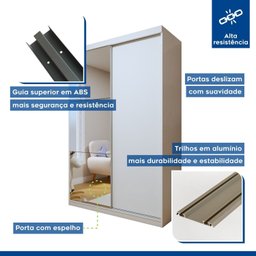 Quarto Infantil Guarda Roupa Premium Arabella 138cm com Espelho 2 Portas e Cômoda 129,5cm 1 Porta 4 Gavetas Minastex - 11