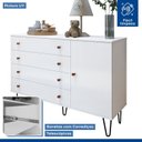 Ver mais imagens de Quarto Infantil Guarda Roupa Premium Arabella 138cm com Espelho 2 Portas e Cômoda 129,5cm 1 Porta 4 Gavetas Minastex